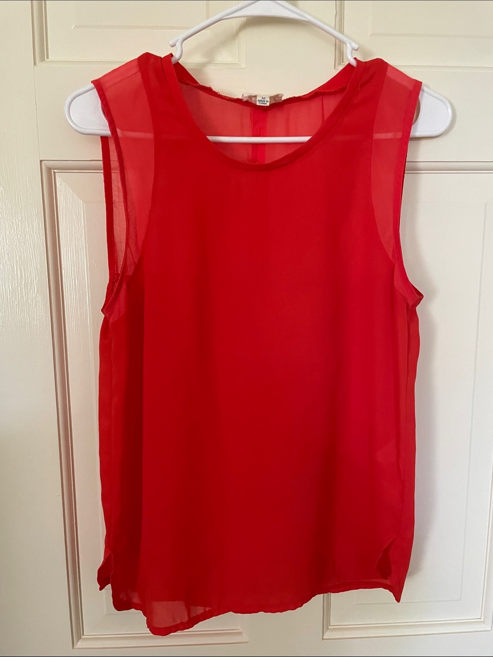 Everly Red Sheer Sleeveless Chiffon Tank
